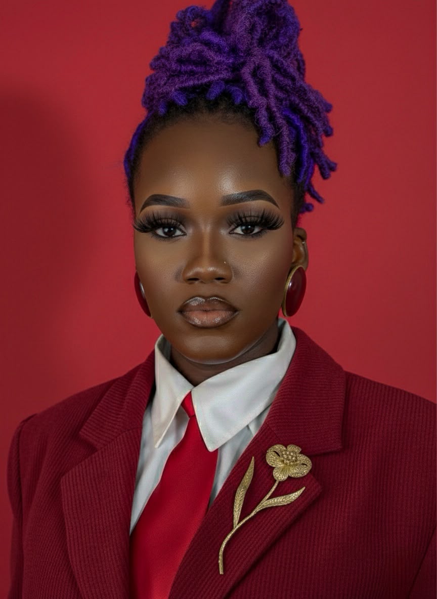 Purple Loc Updo & Full Glam
