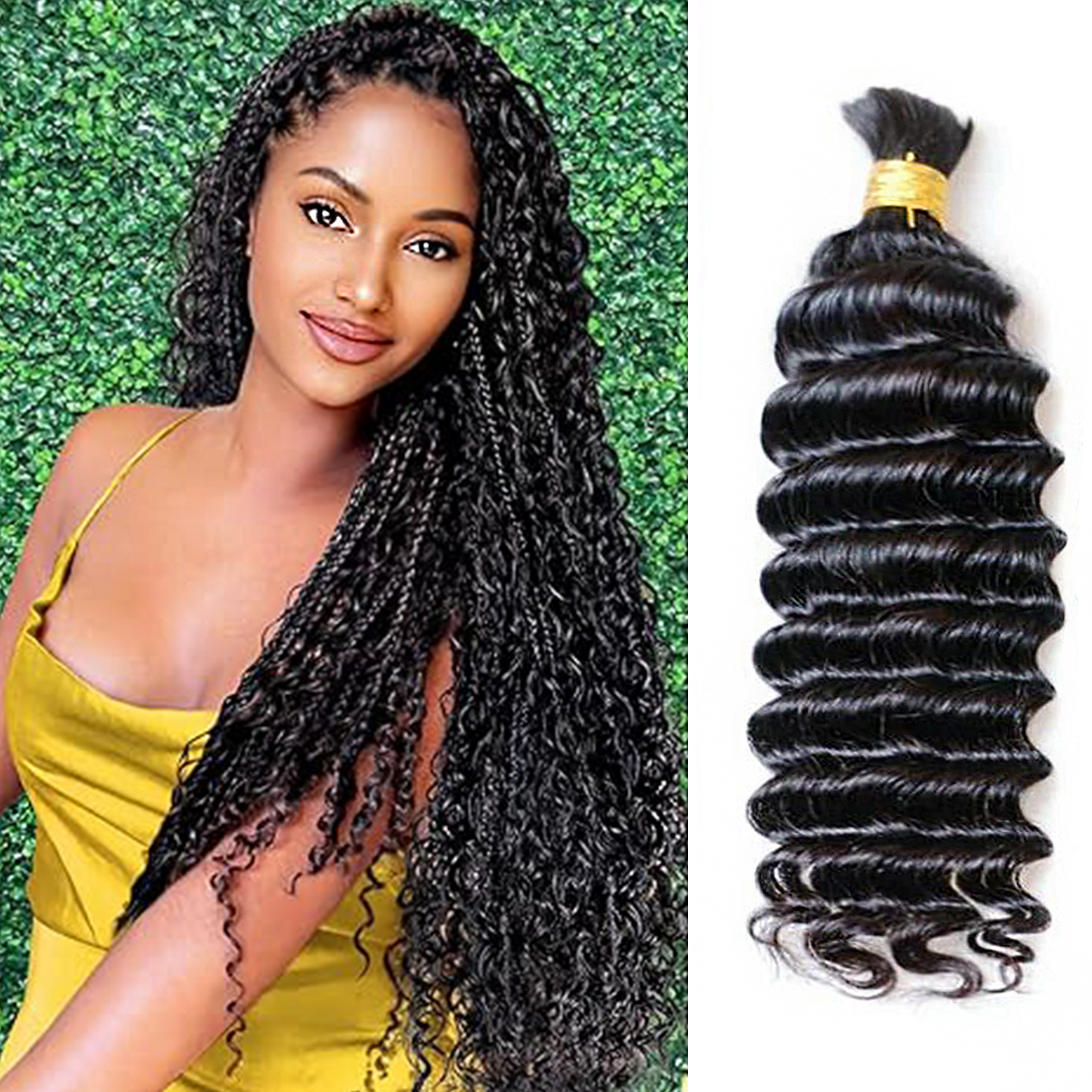 Deep Wave Bulk Human Hair for Braiding