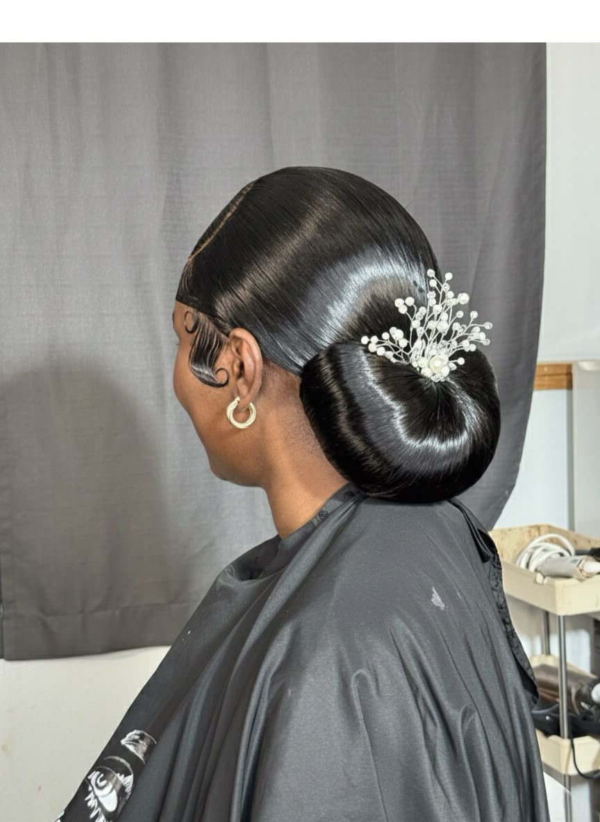 Jeweled Bridal Bun Profile