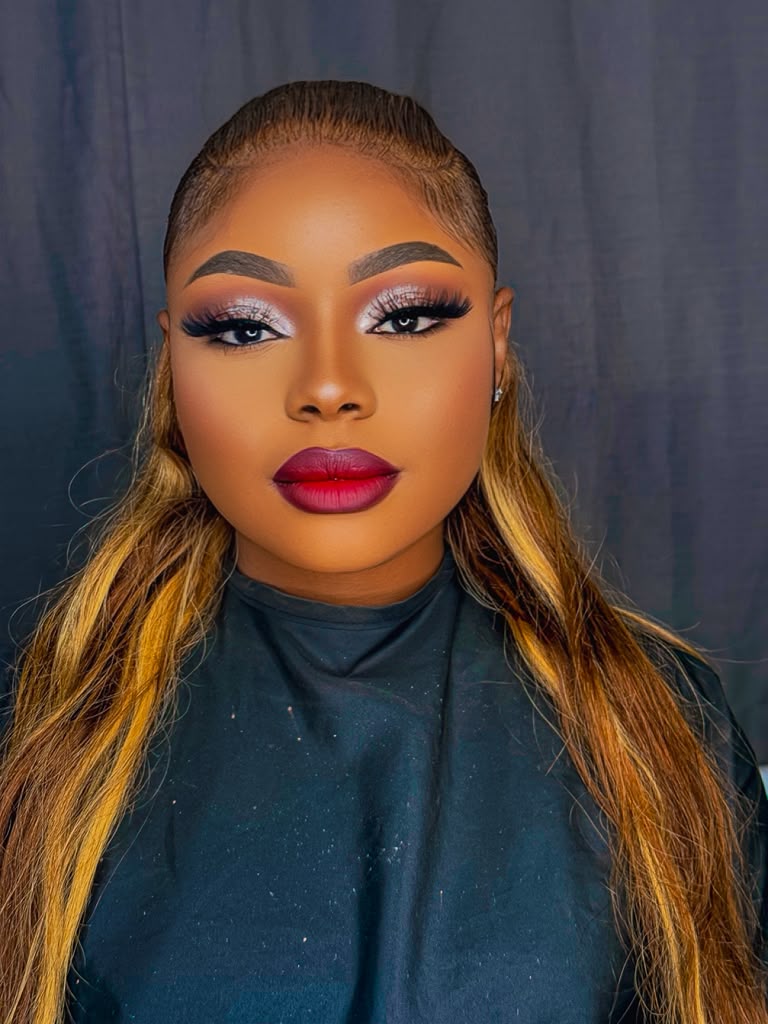 Silver Eyes & Bold Red Lip