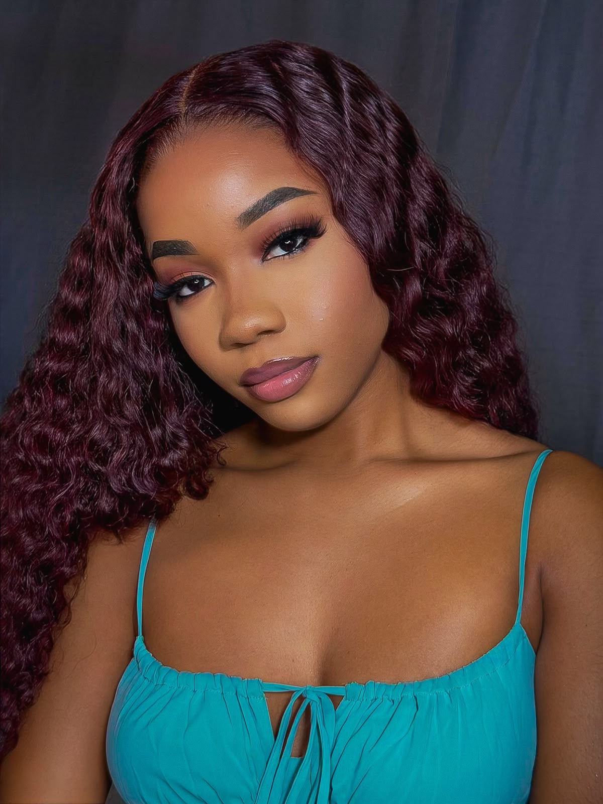 Burgundy Waves & Soft Glam