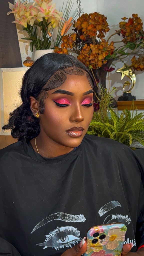Pink Cut-Crease & Sleek Low Bun