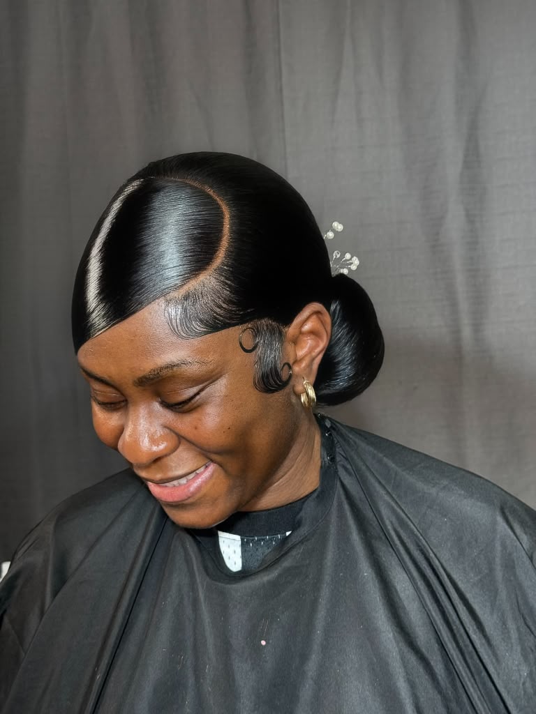 Sleek Side-Part Bridal Bun